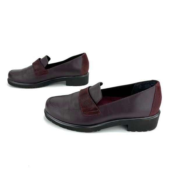 Munro American Geena Women Loafer Size 8 Wine/Red Leather Moc-Toe Low Block Heel - Picture 12 of 16